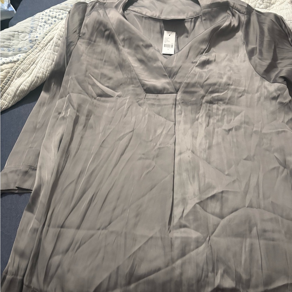 Lane Bryant Silky Gray Blouse nwt